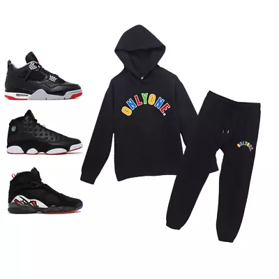 Only One Sweatsuit Tracksuit Set To Match Air Jordan 4 Bred Playoff Bulls Hoodie • $79.90