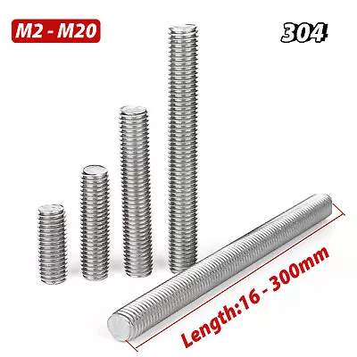 $1.69 • Buy Fully Theraded Rod/Bar/Studding/Allthread M2,3,4,5,6,8-20mm A2 Stainless Steel