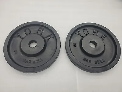 Vintage York Barbell Milled Back Olympic 2 35lbs Weights • $209.99