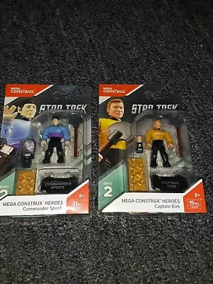 Mega Construx Heroes  StarTrek Captain Kirk & Commander Spock -new  • $22.75