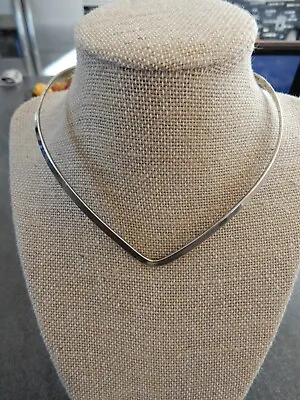 VTG Silver - Solid V-Shaped 12  Collar Choker Necklace - 16g • $13