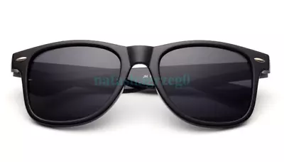 Mens Ladies Sunglasses Matte Black Classic Lens 80s Womens Retro Vintage UV400 • $14.62