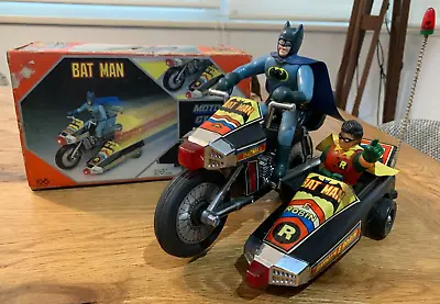 Vintage Batman & Robin Motorcycle W/ Side-car Battery Taiwan Watch Video • $399.99
