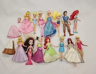  3in Polly Pocket Barbie  Disney Princess Mixed Miniature Dolls & Clothing  Lot! • $15.39