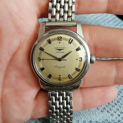 Rare Original Vintage Longines Conquest 3-6-9-12 9000-1 All Steel 19AS 1950s  • £2000