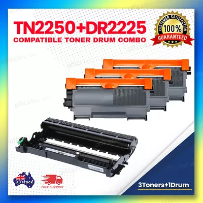 3x Non-OEM Toner TN2250 + 1x Drum DR2225 For Brother HL2240D HL2250DN HL2270DW  • $50.50