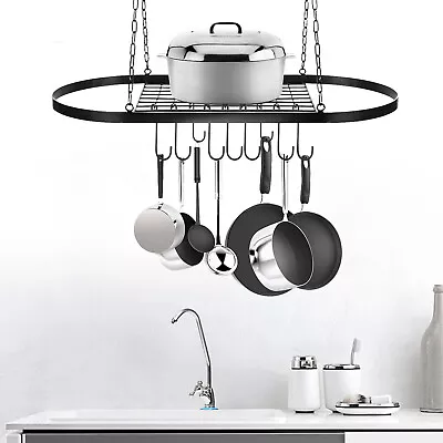 Kitchen Iron Cookware Organizer Rack Hanging Pot Holder Storage Shelf Pan Hanger • $43