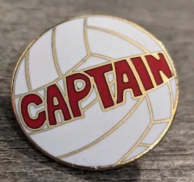 Volleyball  Captain  In Red Lettering On White Volleyball Gold-Toned Lapel  Pin • $15.95