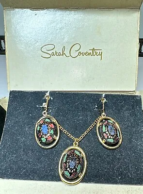 $25 • Buy Sarah Coventry Light Of The East Pendant Necklace & Dangle Earrings Set