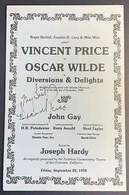 Vincent Price Signed Program 1978 • $99.99