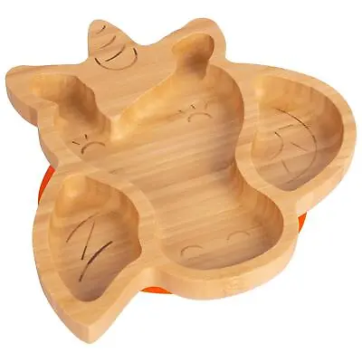 Tiny Dining Orange Unicorn Bamboo Baby Suction Plate Toddler Weaning Feeding Set • £13