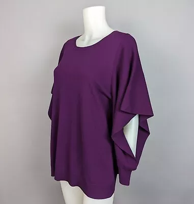 CAbi Peek Pullover Knit Top French Violet Purple Stretch Style #3708 Sz Large • $24.99