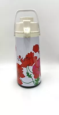 Vintage Air Pot Pump Vacuum Liquid Dispenser Hot Cold Floral Print Coffee Juice • $39.99