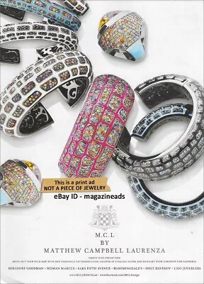 MCL By MATTHEW CAMPBELL LAURENZA Jewelry 1-Page PRINT AD 2011 Croco Luxe • $7