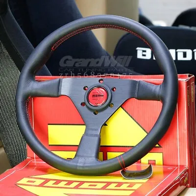 MOMO MonteCarlo 350mm 14' Genuine Leather Thickened Spoke Sport Steering Wheel • $108.30
