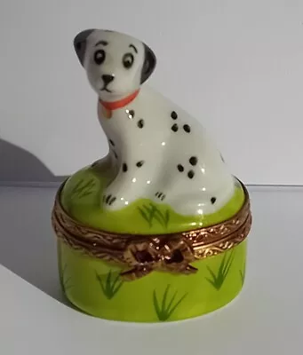 Sweet Limoges Dalmation Dog Enamel Trinket Box Peint Main Hand Painted  • £19.99