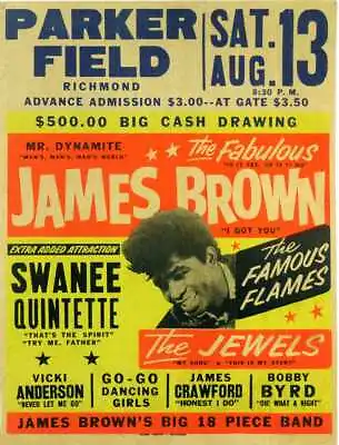 $6.10 • Buy JAMES BROWN Concert Window Poster - Richmond '60s - Godfather Of Soul - Reprint