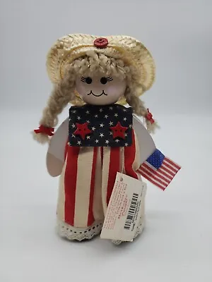 PATRIOTIC Berkeley Designs Wood Musical Doll Plays  AMERICA THE BEAUTIFUL Flag  • $12.74