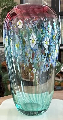 Vintage Millefiori Murano Art Glass Vase Sign On The Bottom 13  • $155