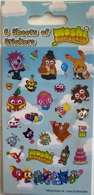 £1.89 • Buy MOSHI MONSTERS Pink Party Stickers (6 Sheets) - Loot Bag Fillers