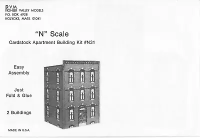 Pioneer Valley Models N Scale Cardstock Apartment Building Kit #N81 Makes 2 • $2.99