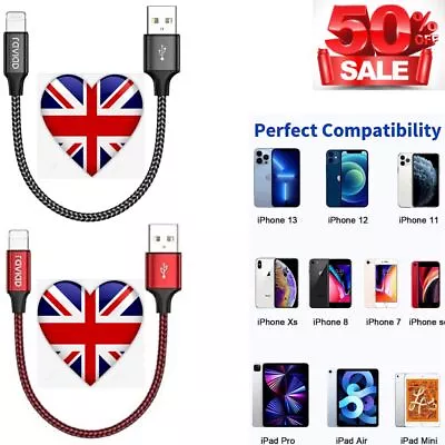 Iphone Cable Short [1FT/30CM Mfi Certified] Nylon Braided Iphone Charger Cables • £4.89