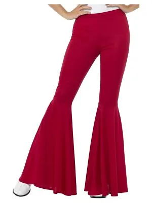 SALE 60's Red Hippie Flared Trousers Ladies 1960's Hippie Fancy Dress Flares • £10