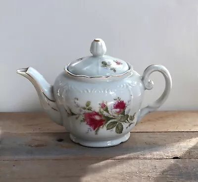 Pompadour Rose China Teapot W Gold Trim Lipper & Mann Vintage 1940s • $85