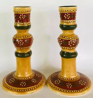 2 Beautiful Talavera Ceramic 8  Candle Holders Mexican Folk Art Candlesticks • $45.99