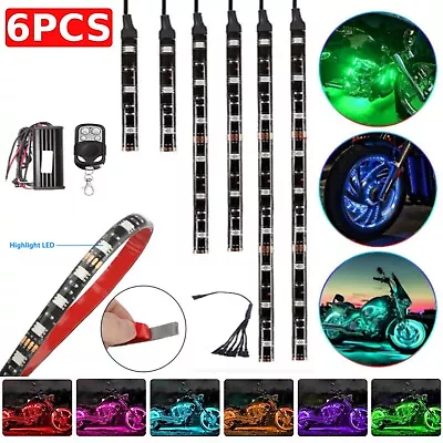 6pcs Motorcycle Under Glow LED Neon Light Strip For Kawasaki Suzuki Honda Yamaha • $21.84