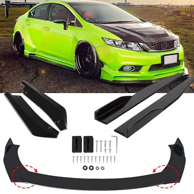 For Honda Civic Sedan Car Front Bumper Lip Spoiler Rear Side Skirt Splitter Kit+ • $39.44