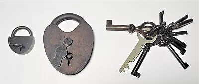 Vintage Brass Shaped Antique Small Padlock Lock With Key & Old Rusty Lock & Keys • $38