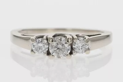 .56ctw Round Cut Diamond Three-Stone Engagement Ring 14k White Gold Size 5.75 • $419.99