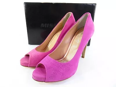 Miss Sixty - Raspberry Wooden Heel Suede - High Heel Shoes - Size 39 - Boxed • £4.99