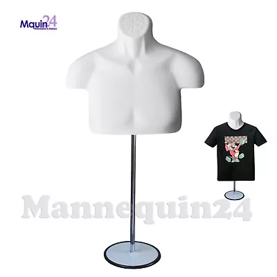 $52.85 • Buy Male Torso Mannequin Body Form Chest Long  - White Men Form +Stand +Hanging Hook