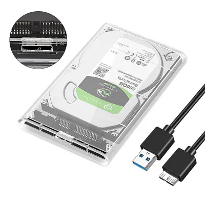 Hard Drive Enclosure 2.5 Inch USB 3.0 SATA Case External Clear Caddy HDD SSD AU • $3.98
