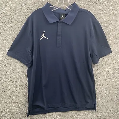 Jordan Polo Shirt Mens Large Blue White Jumpman DriFit Golf Golfer Rugby • $45.50