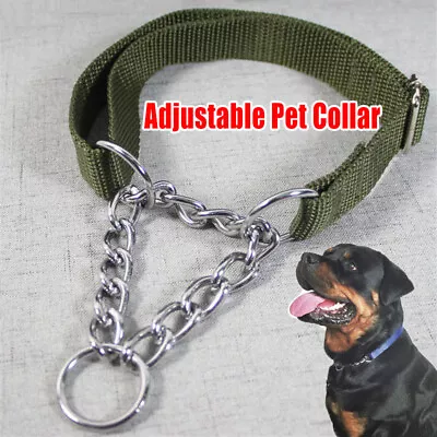 Adjustable Dog Half Check Choke Collar Quality Nylon Chain Training Collar • £6.69