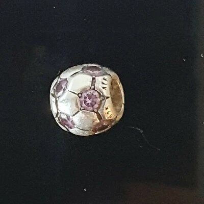 £21.14 • Buy Pandora Purple Cubic Zirconia Soccer Ball Football Silver Charm 790444 Free Post
