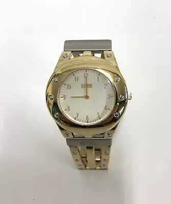 £19.99 • Buy Ladies' Chunky Storm Gold Two Tone Analogue Gold Strap Round Face Watch Studs