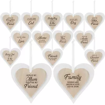 £2.60 • Buy Wooden Heart Door Hanging Sign Wall Plaques Home Family Love Sentiment Gift