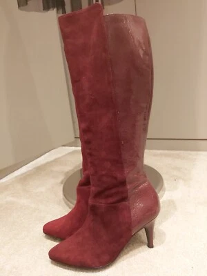 £12 • Buy Burgundy Suede Leather Boots 4