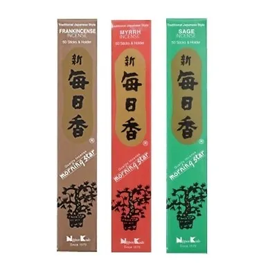 Set Of 3 Boxes Morning Star 50 Sticks FRANKINCENSE SAGE MYRRH Incense Sticks • $14.95