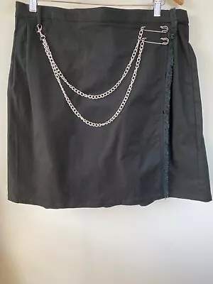 Dangerfield Black Friday Black Chain Trim Kilt Skirt  Size 34 Waist Fit 14 NEW • $21.91