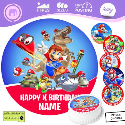 Super Mario Cake Topper Decoration Personalised Edible Icing Sheet • £13.87