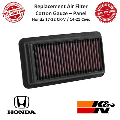 K&N Washable Replacement High-Flow Air Filter Cotton Gauze For Honda CR-V Civic • $72.91