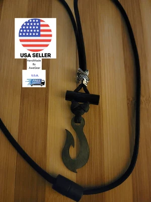 $15.99 • Buy Fire Starter Survival Necklace Flint Steel Kit Fish Hook Striker Ferro Bushcraft