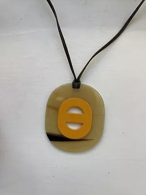 $400 • Buy Hermes Fidelio Buffalo Horn And Lacquer Pendant Necklace