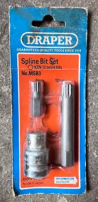 DRAPER  1/2  Square Drive Bit Holder Set XZN 3 Pc 12 Point Bits 8mm/12mm - 12768 • $4.97