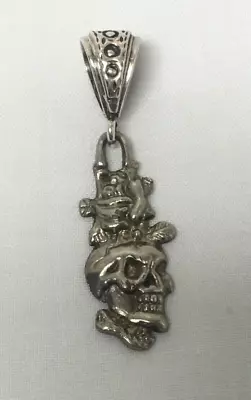 Ed Hardy Sterling Silver 925 Skull Rose Pendant • $9.99